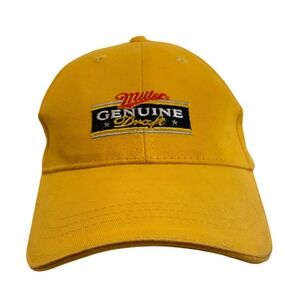 Miller Genuine Draft MGD Beer Hat Yellow Embroidered Logo Adjustable Dad Cap‎